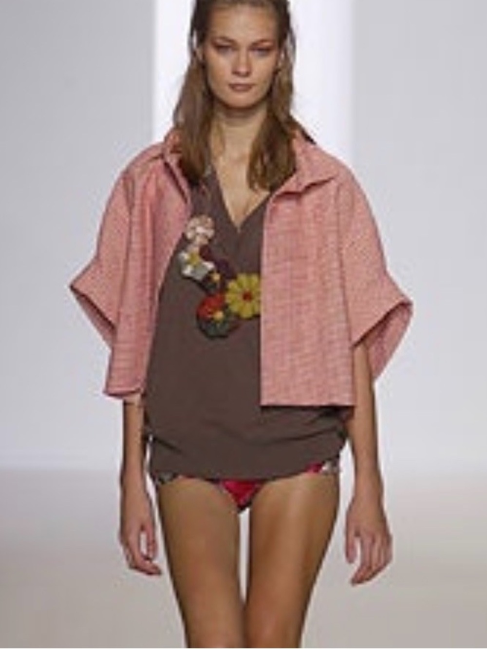 Marni Vintage Runway Gingham Cropped Boxy Blazer